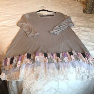 Umgee Lace & Patchwork Tunic Dress